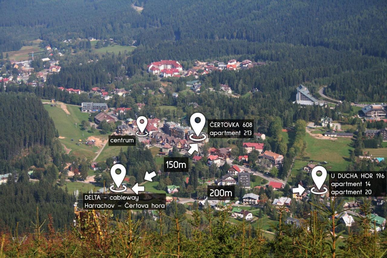 Enjoyharrachov - Atraktivni Slunny Klimatizovany Apartman 14 V Centru Harrachova Se Saunou, Parkovanim, Wifi-Wlan, Sat, Herni Konzoli, Pc S Win 10, Netflix Zdarma A Moznosti Dobijeni Auta S Jedinecnym Vyhledem Na Certovu Horu Se Skokanskymi Mustky Zewnętrze zdjęcie